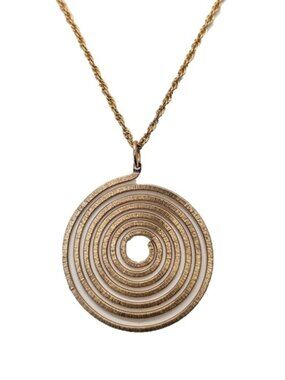 Vintage 1972 Signed Napier Goldtone Spiral Pendant Necklace
